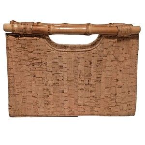 Alessia Bianchi Cork Clutch with Bamboo Handle New Without Tags